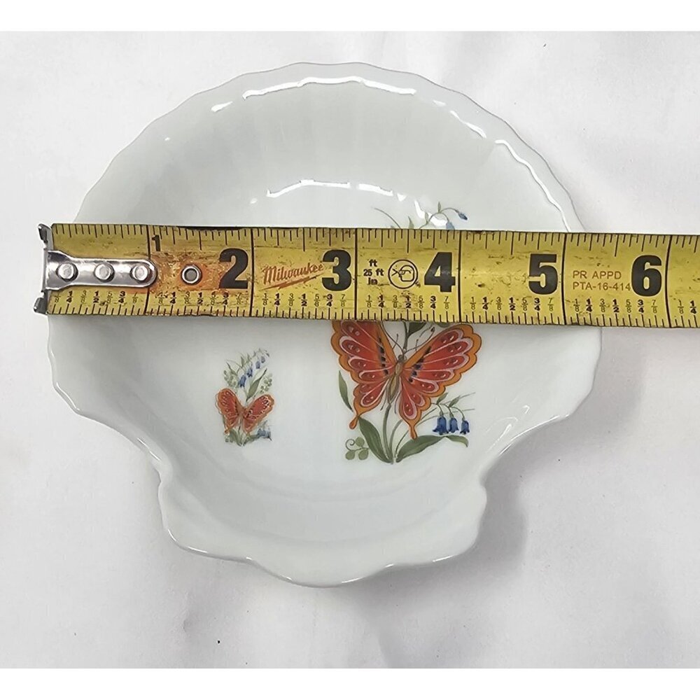 Vtg Takahashi Dew Hand Decorated Seashell Butterflies Flowers Trinket Soap Dish - Picture 7 of 12